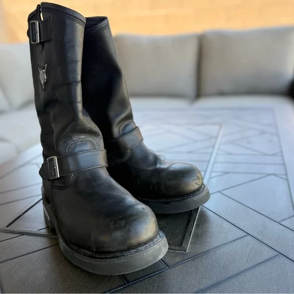 Harley-Davidson Black Motorcycle Boots with Buckles - Picture 3 of 11